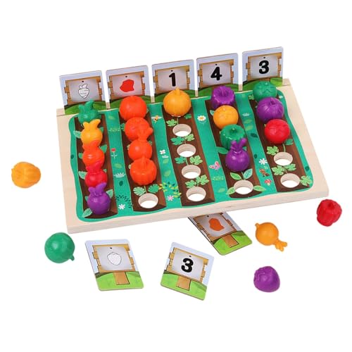 Hutnncg Farm Harvest Game, Holzspiel-Essenssets für Kinder,Holz-Fake-Gemüse-Form-Matching-Spiel | Formsortierspielzeug mit künstlichem Gemüse und Obst für von Hutnncg