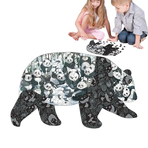 Hutnncg Holzpuzzles für Kinder,Tierpuzzles für Kinder aus Holz | Bear-Puzzle in Tierform für frühes Lernen | Lustiges Cartoon-Puzzle für die frühe Bildung, robuste Bear-Puzzles für Ostern, von Hutnncg