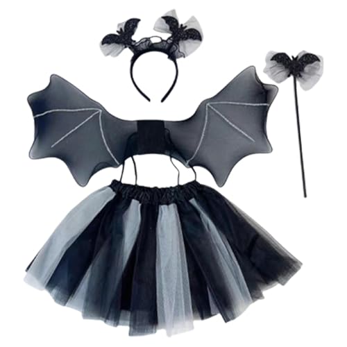 Hutnncg Kinder Halloween Kleidung Requisiten,Halloween Teufel Fledermaus Kostüm,Fledermaus-Anziehkostüm - Halloween-Rollenspielkostüme für Mädchen für Kinder, Mädchen, Kinder, Halloween von Hutnncg