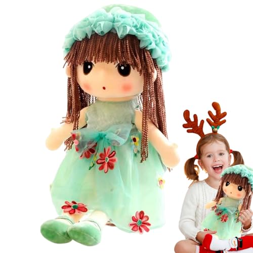 Hutnncg Kuschelige Stoffpuppe, süße weiche Stoffpuppe, Sweetheart Rag Doll Cozy Cuddle, Puppe mit Hutrock, kuschelweicher, handgefertigter multikultureller Schlafpartner für Kinder, Babys von Hutnncg