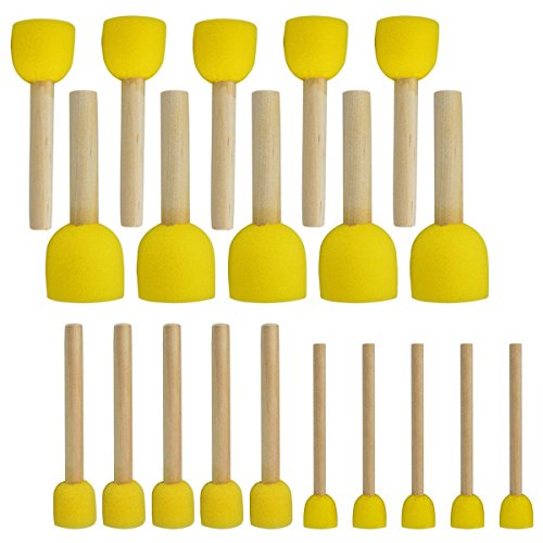 Huudngeje 20 Stueck Runde Schwaemme Pinsel Set Kinder Malwerkzeuge - Schwamm Malerei Set DIY Malwerkzeuge in 4 Groessen Fuer Kinder von Huudngeje