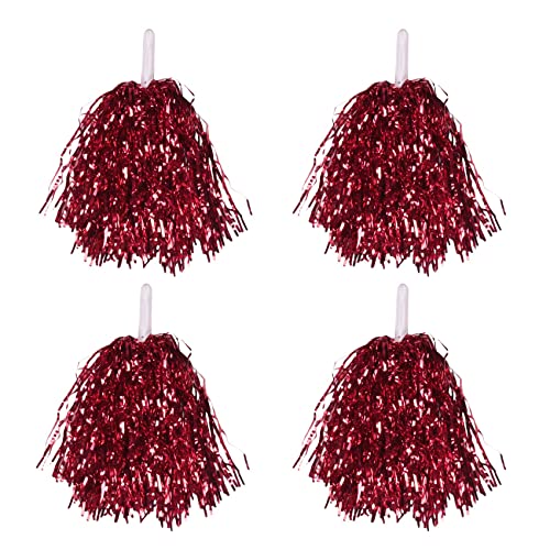 Huudngeje 24 StüCk Cheerleading Pom Poms Metallfolie Cheer Pom Poms mit Kunststoffgriff für Erwachsene Kinder Cheerleader Rot von Huudngeje