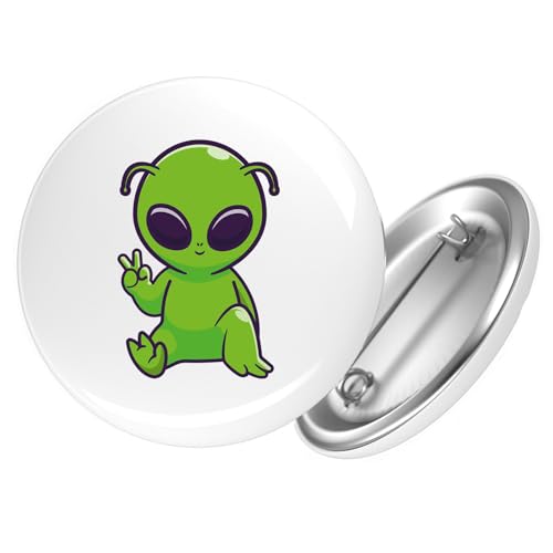 Huuraa Ansteckbutton Alien Comic Geschenk Größe 59mm Alien Accessoire von Huuraa