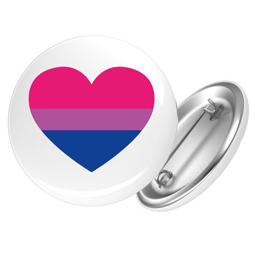 Huuraa Ansteckbutton Bi*sexuell Pride Flagge LGBTQ Herz Geschenk Größe 59mm Bi*sexuell Pride Flagge Accessoire von Huuraa