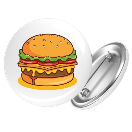 Huuraa Ansteckbutton Burger Comic Geschenk Größe 59mm Burger Accessoire von Huuraa