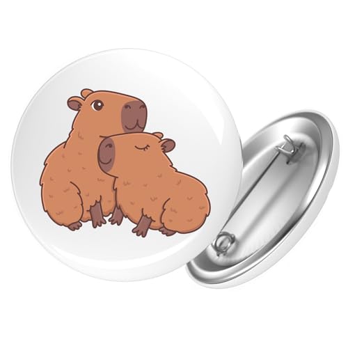 Huuraa Ansteckbutton Capybara Paar Comic Geschenk Größe 59mm Capybara Paar Accessoire von Huuraa