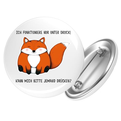 Huuraa Ansteckbutton Drück mich Fuchs Geschenk Größe 59mm Drück mich Accessoire von Huuraa