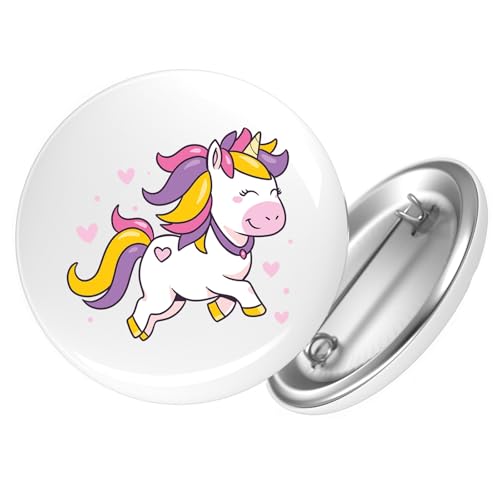 Huuraa Ansteckbutton Einhorn Comic Geschenk Größe 59mm Einhorn Accessoire von Huuraa