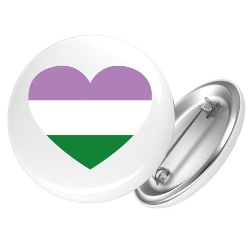 Huuraa Ansteckbutton Genderqueer Pride Flagge LGBTQ Herz Geschenk Größe 59mm Genderqueer Pride Flagge Accessoire von Huuraa