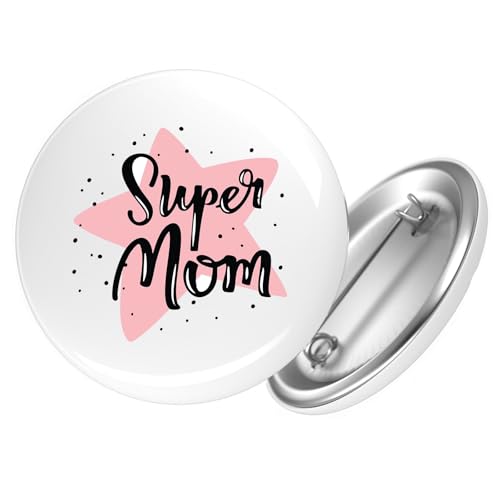 Huuraa Ansteckbutton Super Mom Beste Mama Geschenk Größe 59mm Super Mom Accessoire von Huuraa