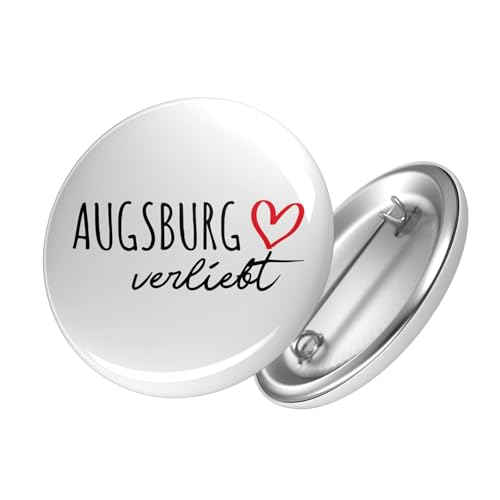 Huuraa Button Augsburg verliebt Geschenk Ansteckbutton Größe 25mm Augsburg Geschenkidee von Huuraa