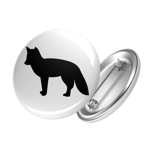 Huuraa Button Fuchs Silhouette Ansteckbutton Größe 25mm mit Motiv für alle Tierfreunde Geschenk Idee für Freunde und Familie von Huuraa