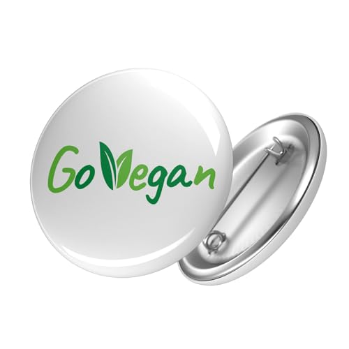 Huuraa Button Go Vegan Blätter Ansteckbutton Größe 25mm mit Motiv für alle Veganer:innen Geschenk Idee für Freunde und Familie von Huuraa