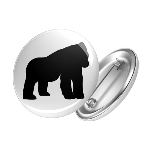 Huuraa Button Gorilla Silhouette Ansteckbutton Größe 25mm mit Motiv für Affen Fans Geschenk Idee für Freunde und Familie von Huuraa