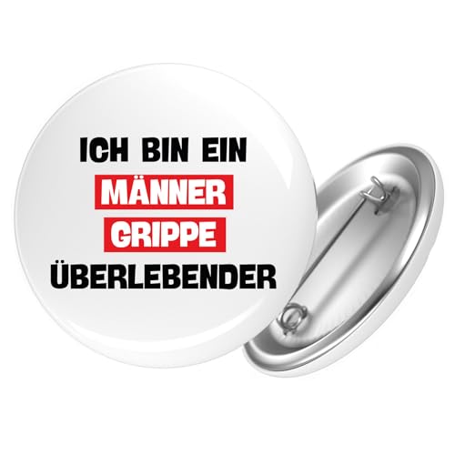 Huuraa Button Ich bin ein Männergrippe überlebender Geschenk Größe 25mm Ich bin ein Männergrippe Geschenkidee von Huuraa