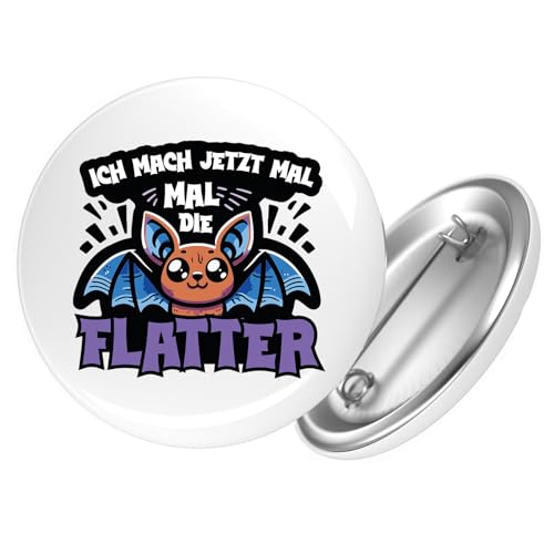 Huuraa Button Ich mach jetzt die Flatter Fledermaus Geschenk Größe 25mm Ich mach jetzt die Flatter Geschenkidee von Huuraa