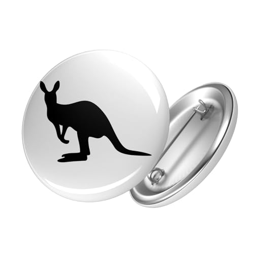 Huuraa Button Kangaroo Silhouette Ansteckbutton Größe 59mm mit Motiv für alle Tierfreunde Geschenk Idee für Freunde und Familie von Huuraa