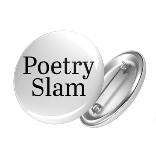 Huuraa Button Poetry Slam Schriftzug Ansteckbutton Größe 59mm mit Motiv für Poetryslam Fans Geschenk Idee für Freunde und Familie von Huuraa