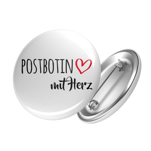 Huuraa Button Postbotin mit Herz Ansteck Pin 59mm mit Motiv für die tollsten Menschen Geschenk Idee für Freunde und Familie von Huuraa