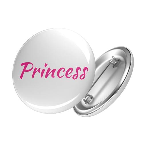 Huuraa Button Princess Schriftzug Ansteck Pin Größe 59mm mit Motiv für Jede Prinzessin Geschenk Idee für Freunde und Familie von Huuraa