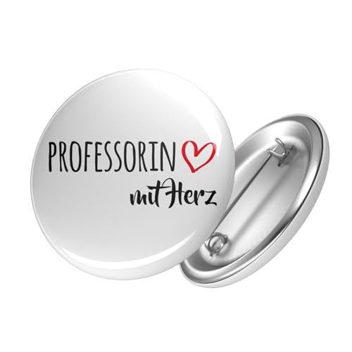 Huuraa Button Professorin mit Herz Ansteck Pin Größe 59mm mit Motiv für die tollsten Menschen Geschenk Idee für Freunde und Familie von Huuraa