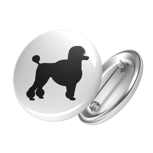 Huuraa Button Pudel Silhouette Ansteckbutton Größe 59mm mit Motiv für Hundefreunde Geschenk Idee für Freunde und Familie von Huuraa