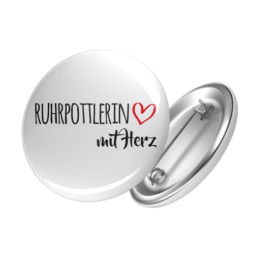 Huuraa Button Ruhrpottlerin mit Herz Ansteckbutton Größe 25mm mit Motiv für die tollsten Menschen Geschenk Idee für Freunde und Familie von Huuraa