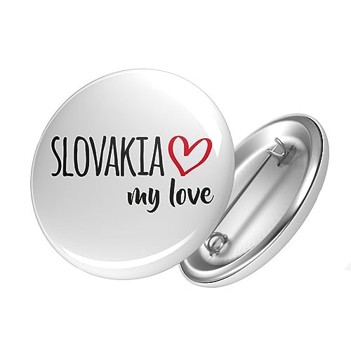 Huuraa Button Slovakia My Love Ansteck Pin Größe 59mm für alle die Slowakei lieben Geschenk Idee für Freunde und Familie von Huuraa