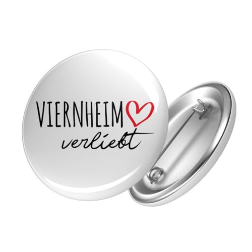 Huuraa Button Viernheim verliebt Ansteckbutton Größe 25mm mit Namen deiner Lieblingsstadt in Hessen Geschenk Idee für Freunde und Familie von Huuraa