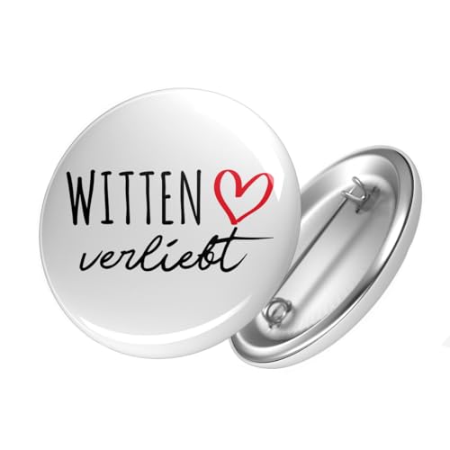 Huuraa Button Witten verliebt Ansteckbutton Größe 59mm mit Namen deiner Lieblingsstadt in Nordrhein-Westfalen Geschenk Idee für Freunde und Familie von Huuraa