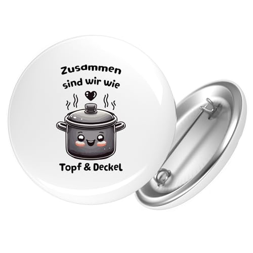 Huuraa Button Zusammen sind wir Topf und Deckel Geschenk Größe 25mm Zusammen sind wir Geschenkidee von Huuraa