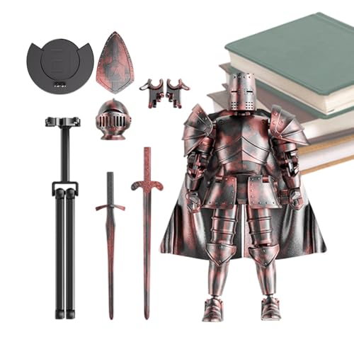 Action Figure Model, Multi Jointed Medieval Knight Full Body Figurine, 5.51x5.2in Flexible Statue with 360 Degree Rotating Head, Perfect for Dining Table Display and Collectibles von Huvqianu