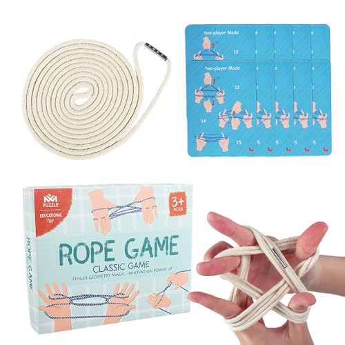 Cat's Cradle String, Hand Rope Puzzle Trick Toy, 3.39x0.87in Interactive Educational String Plaything, Ideal for 3+ Years Old Boys Girls, Fun for Kids, Children Adults von Huvqianu