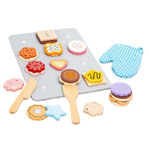 Cookie Play Food Set, Pretend Bakery Food, Wooden Materials, Cute Dessert Playset, Portable Learning Aids for Enhance Hands- Ability, 11.61x8.5x1.26 inches von Huvqianu