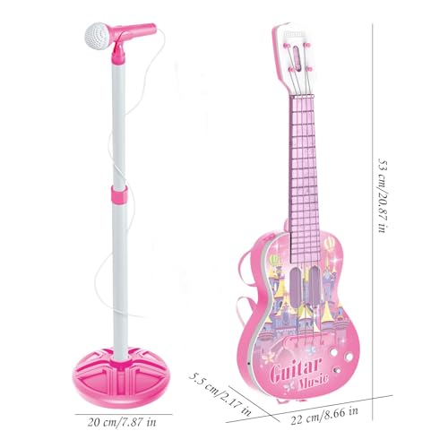 Guitar and Microphone Set, Kids Guitar Toy, Musical Toy with Lights, Electric Toy Guitar, Adjustable Kids Guitar, Toy Instrument Set, Guitar Toys for Kids, Kids Musical Instrument for Kids von Huvqianu