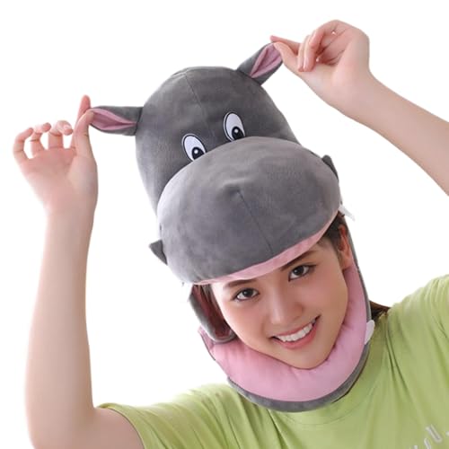 Hippo Costume Hat, Funny Hippo Headgear, Plush Hippo Hat, Hippo Party Accessory, Adjustable Hippo Hat, Hippo Cosplay Hat, Animal Costume Hat, Soft Plush Hat, Hippo Theme Party, Halloween Hippo Hat, Ch von Huvqianu