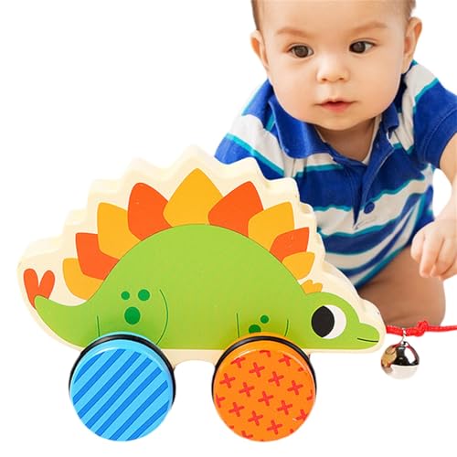 Holz Dino Push Auto, Kinder Holz Push Spielzeug, Dino Push Auto für Kleinkind, Holz Dinosaurier Push Spielzeug, Push Auto mit Dinosaurier Design, Holz Dino Spielzeug für Kinder, Kleinkind Holz Push von Huvqianu