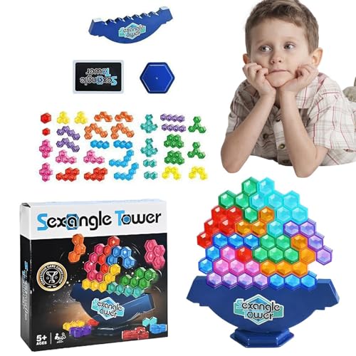 Huvqianu Balance Stacking Game, Hexagonal Stacking Board Blocks, Skill-Building Educational Toy, Hands-On Learning Activity, Fun Game Night Challenge for Kids and Adults, 6.65x6.65 Inches von Huvqianu