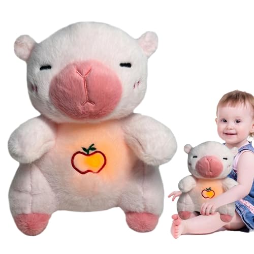 Huvqianu Breathing Capybara Plush, Soothing Snuggle Toy, 12.6 Inch Rhythmic Motion, Soft Cuddly Fabric, Music & Light Feature, Sleep Aid Plush Toy for Kids & Adults von Huvqianu