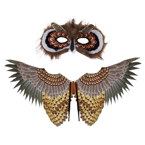 Huvqianu Eulenflügel Kostüm Set | Halloween Vogel Cosplay Zubehör Requisiten - Eulenmaske Flügel Kostüm Für Rollenspiel Karneval Theater Bühne Maskenball Huvqianu Eulenflügel Kostüm Set | Halloween Vogel Cosplay Zubehör Requisiten - Eulenmaske Flügel Kostüm Für Rollenspiel Karneval Theater Bühne Maskenball von Huvqianu