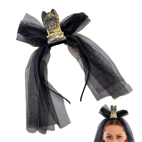 Huvqianu Halloween Haarbänder - Vintage Grabstein Kopfschmuck Mit Schleier,Grusel Kostümzubehör Haarspange Für Karneval Bühnenauftritte Maskenbälle Huvqianu Halloween Haarbänder - Vintage Grabstein Kopfschmuck Mit Schleier,Grusel Kostümzubehör Haarspange Für Karneval Bühnenauftritte Maskenbälle von Huvqianu