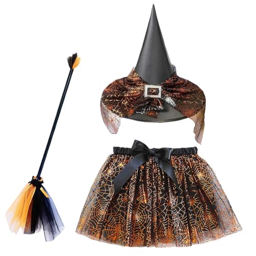 Huvqianu Halloween Hexenkostüme für Kinder - Hexen Kostüm Set Mit Besen Und Rock | Verstellbares Cosplay Outfit Für Mottoparty Karneval Fasching Kostümfest Themenfotos Huvqianu Halloween Hexenkostüme für Kinder - Hexen Kostüm Set Mit Besen Und Rock | Verstellbares Cosplay Outfit Für Mottoparty Karneval Fasching Kostümfest Themenfotos von Huvqianu