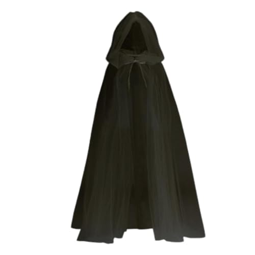 Huvqianu Halloween Hooded Cape, Long Ghost Costume Cape, Wizard Cloak for Adults, Tulle Sheer Cape, Performance Costume Cape, Halloween Costume Accessory, Unisex Ghost Cape, Elegant Wizard Cloak von Huvqianu