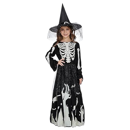 Huvqianu Hexenkostüm für Kinder, Hexen-Skelett-Kostüm, bequeme, kreative Cosplay-Requisiten für Party, Club, Festival, Geburtstag, Halloween, Outdoor-Kinder Huvqianu Hexenkostüm für Kinder, Hexen-Skelett-Kostüm, bequeme, kreative Cosplay-Requisiten für Party, Club, Festival, Geburtstag, Halloween, Outdoor-Kinder von Huvqianu