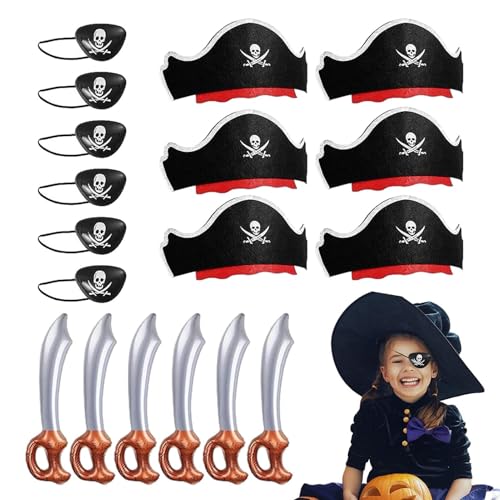 Huvqianu Piraten-Party-Set - Halloween-Zubehör-Set für Piraten-Cosplay,Halloween-Piraten-Partygeschenke, Piratenkostüm für Kinder und Erwachsene Huvqianu Piraten-Party-Set - Halloween-Zubehör-Set für Piraten-Cosplay,Halloween-Piraten-Partygeschenke, Piratenkostüm für Kinder und Erwachsene von Huvqianu