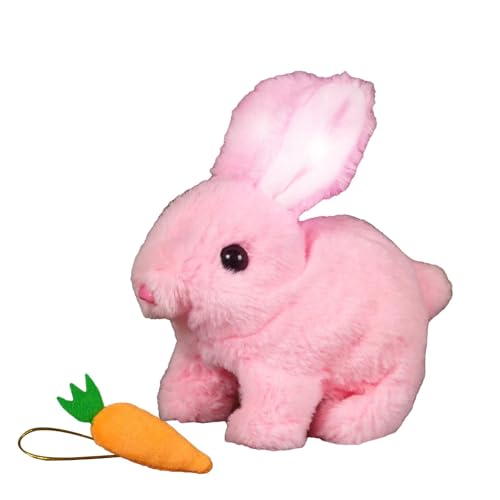 Huvqianu Realistic Bunny, Electronic Toy Bunny, Simulated Rabbit Doll, Interactive Plush Figures, Hopping Robotic Animal, Jumping, Twitching Nose, Wiggling Ears, von Huvqianu