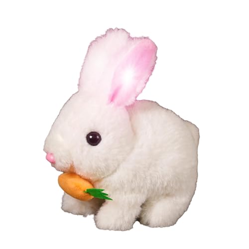 Huvqianu Realistic Bunny, Electronic Toy Bunny, Simulated Rabbit Doll, Interactive Plush Figures, Hopping Robotic Animal, Jumping, Twitching Nose, Wiggling Ears, von Huvqianu