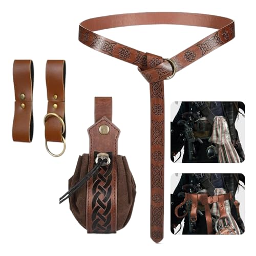 Huvqianu Renaissance-Gürtel-Set, Halloween-Cosplay-Piratenkostüm-Zubehör, leicht und dennoch, Cosplay-Geldbörse, Outfit-Zubehör für Damen und Erwachsene, Kongresstheater, Bühne, Fotoshooting Huvqianu Renaissance-Gürtel-Set, Halloween-Cosplay-Piratenkostüm-Zubehör, leicht und dennoch, Cosplay-Geldbörse, Outfit-Zubehör für Damen und Erwachsene, Kongresstheater, Bühne, Fotoshooting von Huvqianu