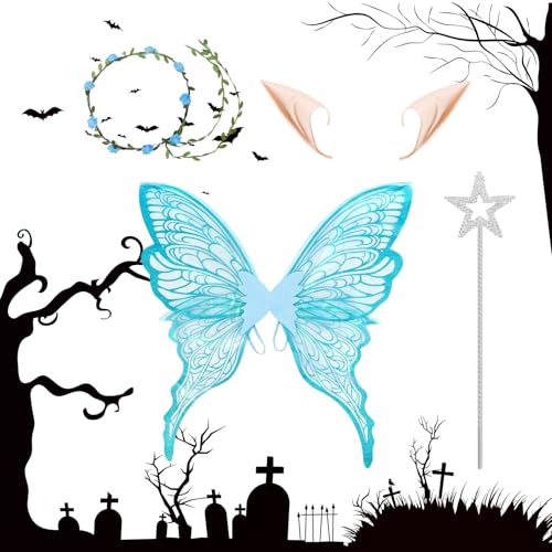 Huvqianu Schmetterlingsfee Kostüm | Halloween Kinderkostüm Mit Schmetterlingsflügeln | Hautschonende Elastische Verkleidungsflügel Für Festlichkeiten Und Karneval Huvqianu Schmetterlingsfee Kostüm | Halloween Kinderkostüm Mit Schmetterlingsflügeln | Hautschonende Elastische Verkleidungsflügel Für Festlichkeiten Und Karneval von Huvqianu