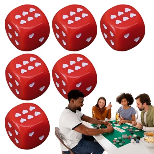 Huvqianu Sechsseitige Würfel | Acrylwürfel für Tischspiele mit herzförmigen Punkten - 6 Stück Abgerundete Ecken Für Reise Unterricht Aktivitäten Urlaub Events Abend Huvqianu Sechsseitige Würfel | Acrylwürfel für Tischspiele mit herzförmigen Punkten - 6 Stück Abgerundete Ecken Für Reise Unterricht Aktivitäten Urlaub Events Abend von Huvqianu
